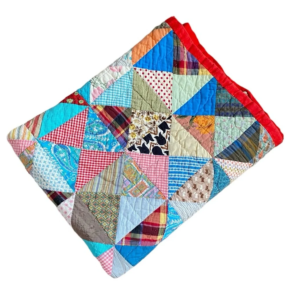 VTG HANDMADE PATCHWORK QUILT - Picture 3 of 14